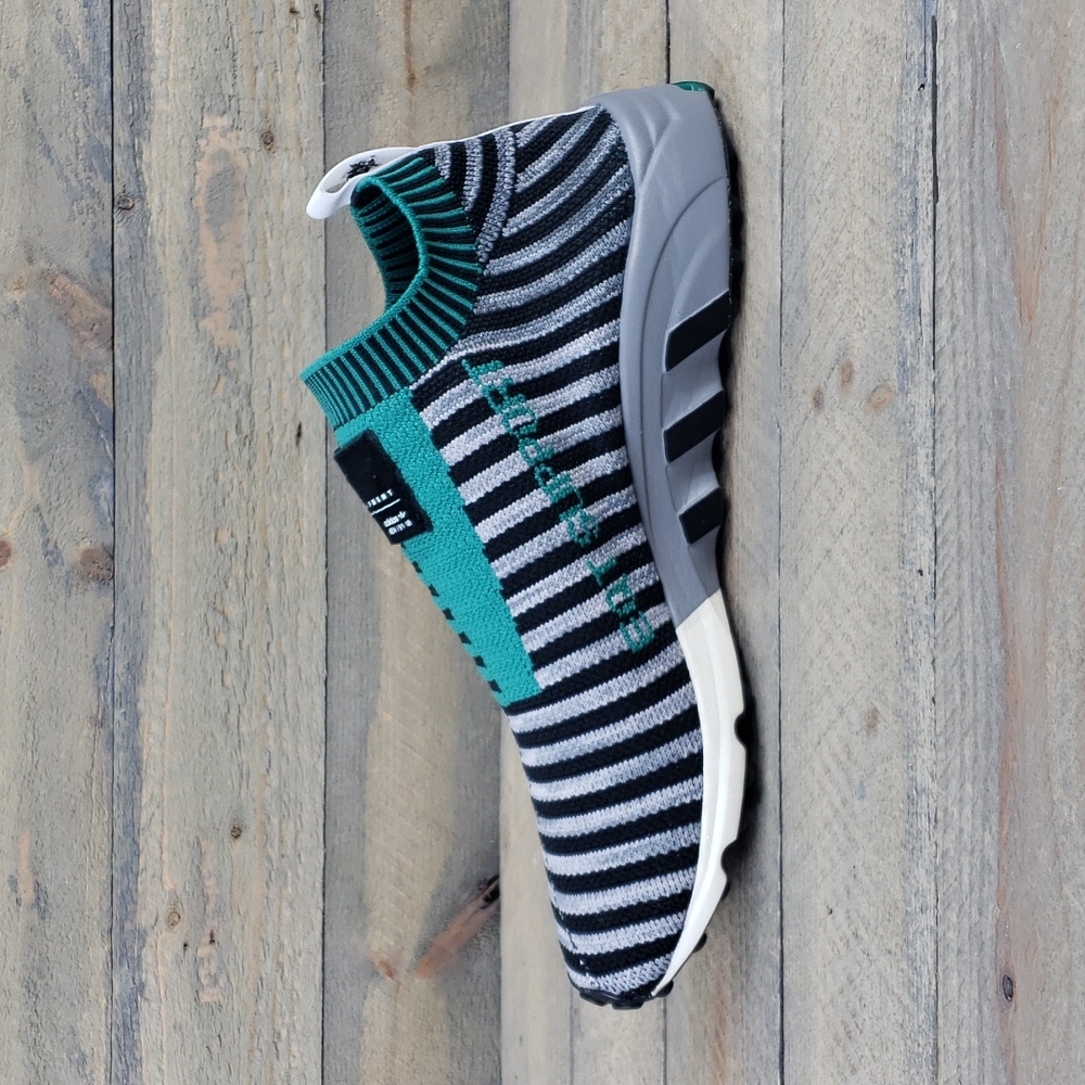 adidas Men's EQT Support SK Originals Primeknit Slip Ons Black Green Grey - Picture 8 of 11